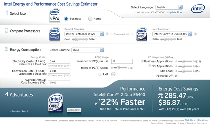 Intel EPC Estimator
